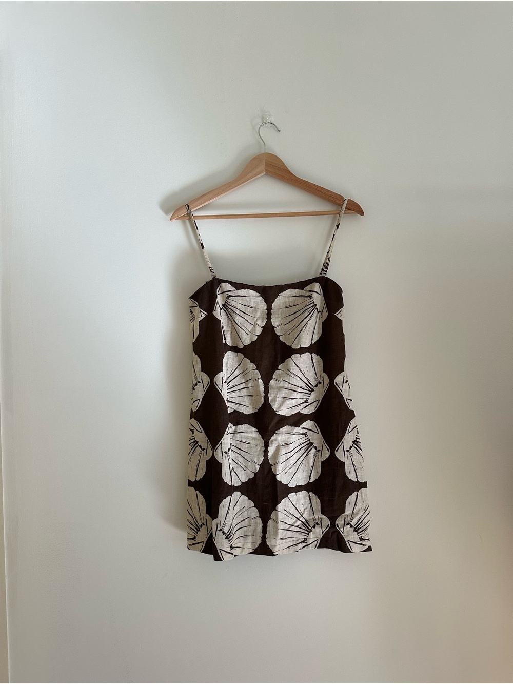 Abercrombie Brown & Cream Shell-Print Spaghetti Strap romper